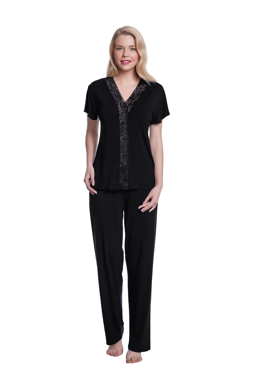 Pijama dama, Luisa Moretti, LMS-3045, 100% bambus, negru