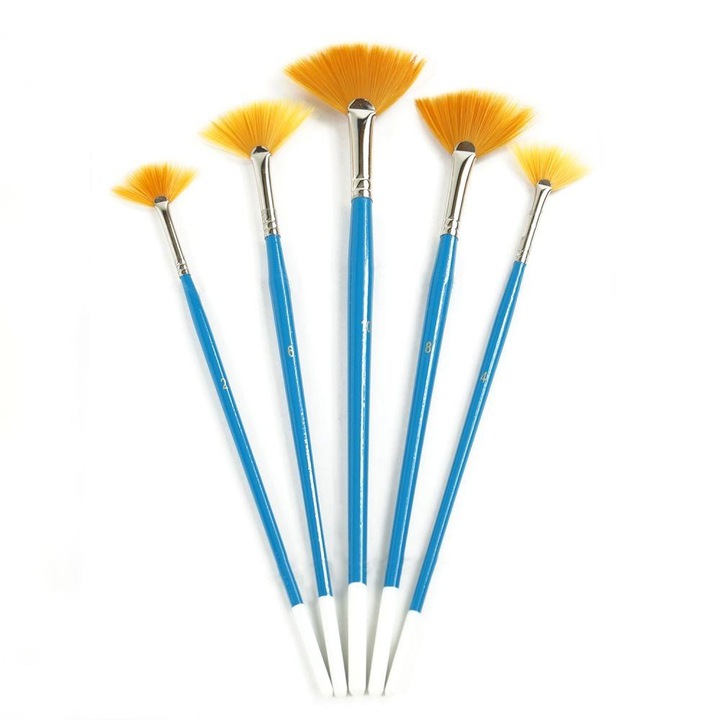 Четки за рисуване Artina, 5 броя, За декоративен ефект, Дървени дръжки, Син