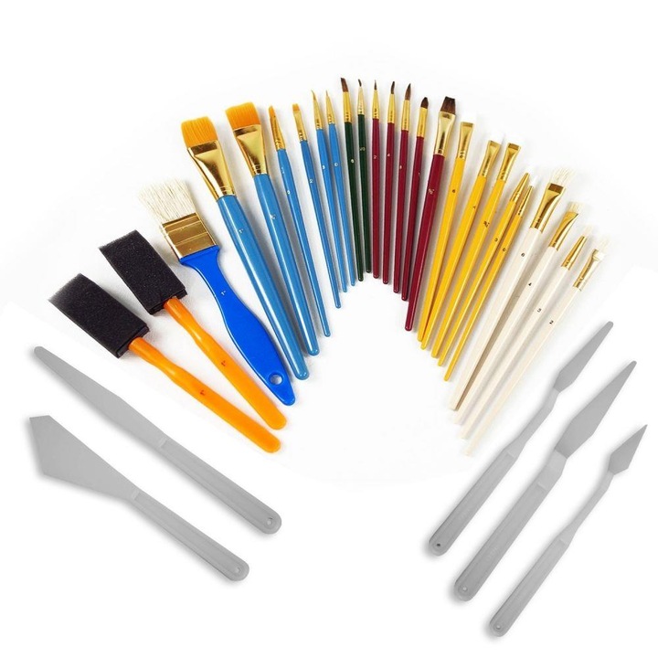 Set pensule și cutite pictura Artina, 30 bucăți, multicolor