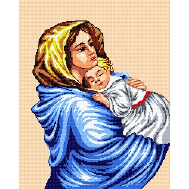 Goblen Madonna , Hudemas , kit imprimat pe panza , cu fire mouline 20x25cm