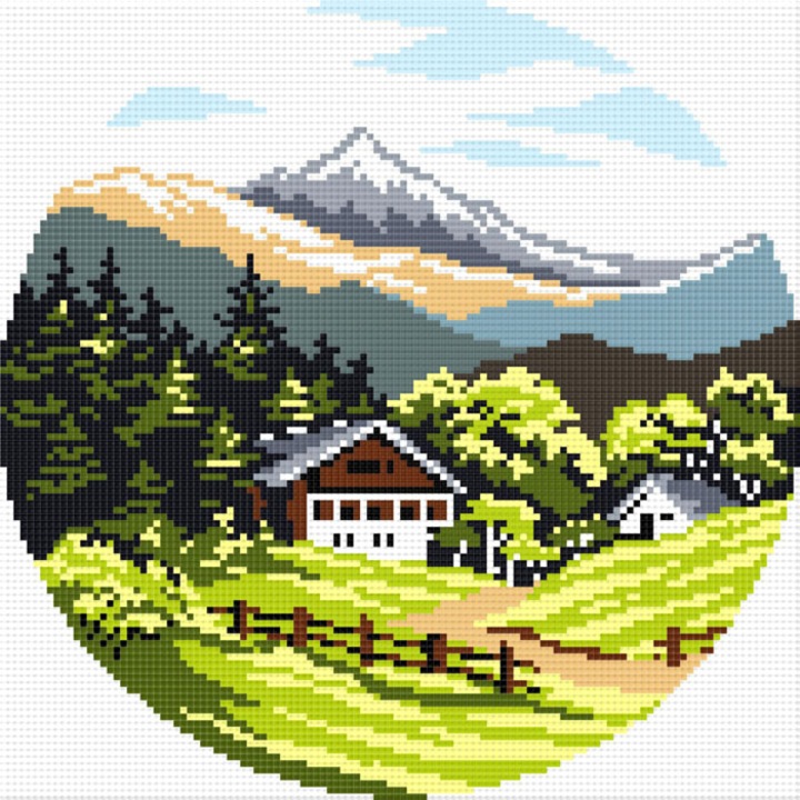 Goblen vara , Hudemas , kit cu diagrama alb-negru , cu fire mouline 12x12cm