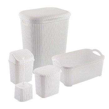 Set cos de rufe pentru baie alb 1 set x 5 piese Set cos de rufe pentru baie alb 1 set x 5 piese
