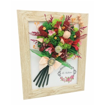 Tablou cu buchet flori in rama din licheni, frunze fosilizate si plante naturale criogenate si uscate, Eventissimi, Personalizabil, Multicolor, 19 x24 cm Tablou cu buchet flori in rama din licheni, frunze fosilizate si plante naturale criogenate si uscate, Eventissimi, Personalizabil, Multicolor, 19 x24 cm