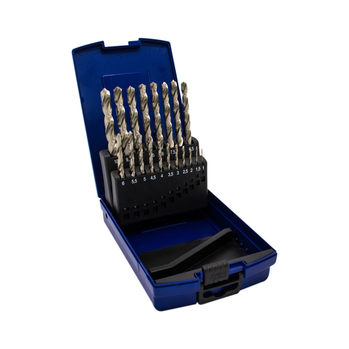 Trusa burghie metal HSS alb rectificat DIN 338 19 piese 1-10 x 0.5