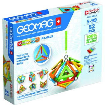 Set de constructie magnetic Geomag 378 Supercolor Panels Recycled 52 piese Set de constructie magnetic Geomag 378 Supercolor Panels Recycled 52 piese