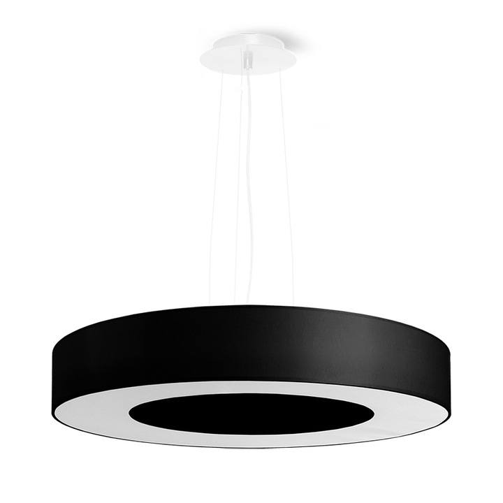 Lustre Saturn negru tesatura/PVC/otel 5 becuri rotunde minimalist de interior