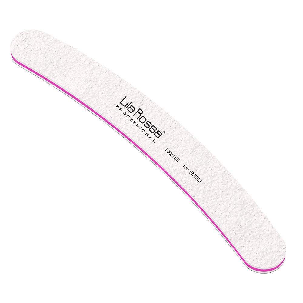 Pila unghii Lila Rossa, banana, alba, granulatie 100/180