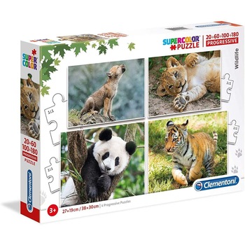 Puzzle Clementoni - Pui de animale salbatice progresiv 20+60+100+180 piese Puzzle Clementoni - Pui de animale salbatice progresiv 20+60+100+180 piese