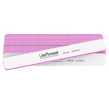 Set pile unghii Lila Rossa, dreptunghice, albe, granulatie 100/180, 25 buc Set pile unghii Lila Rossa, dreptunghice, albe, granulatie 100/180, 25 buc