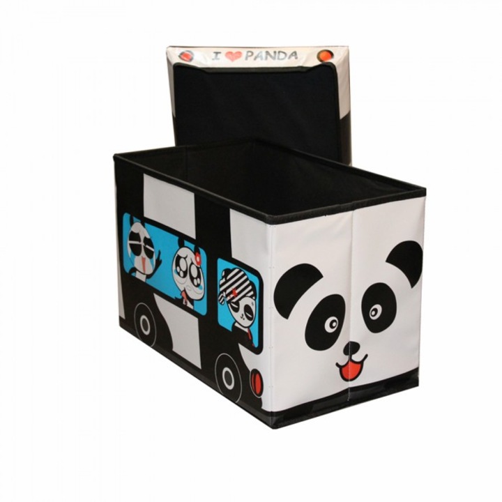 Кутия табуретка MalMuk Panda, за съхранение, еко кожа, 49х31х31см