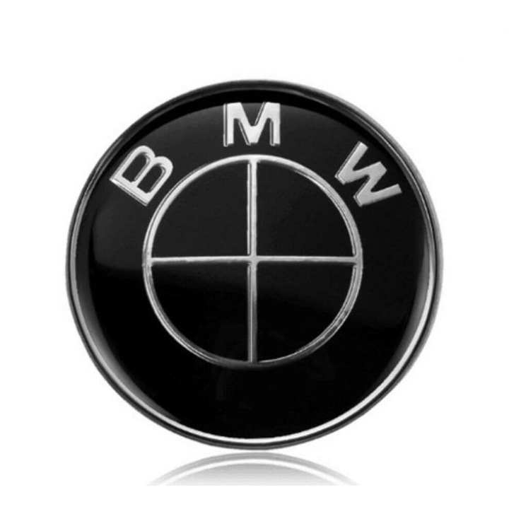 Емблема BMW, За багажник, 74мм, Черен