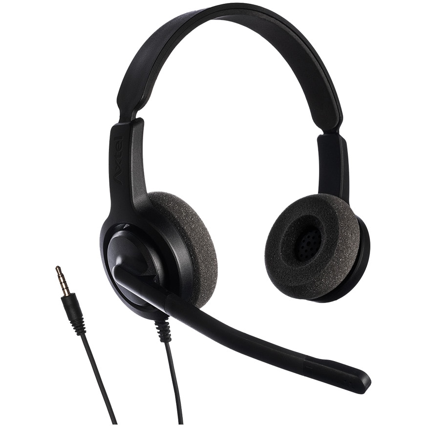 Casti cu microfon Axtel Voice PC28 duo NC, Jack 3.5 mm, Negru