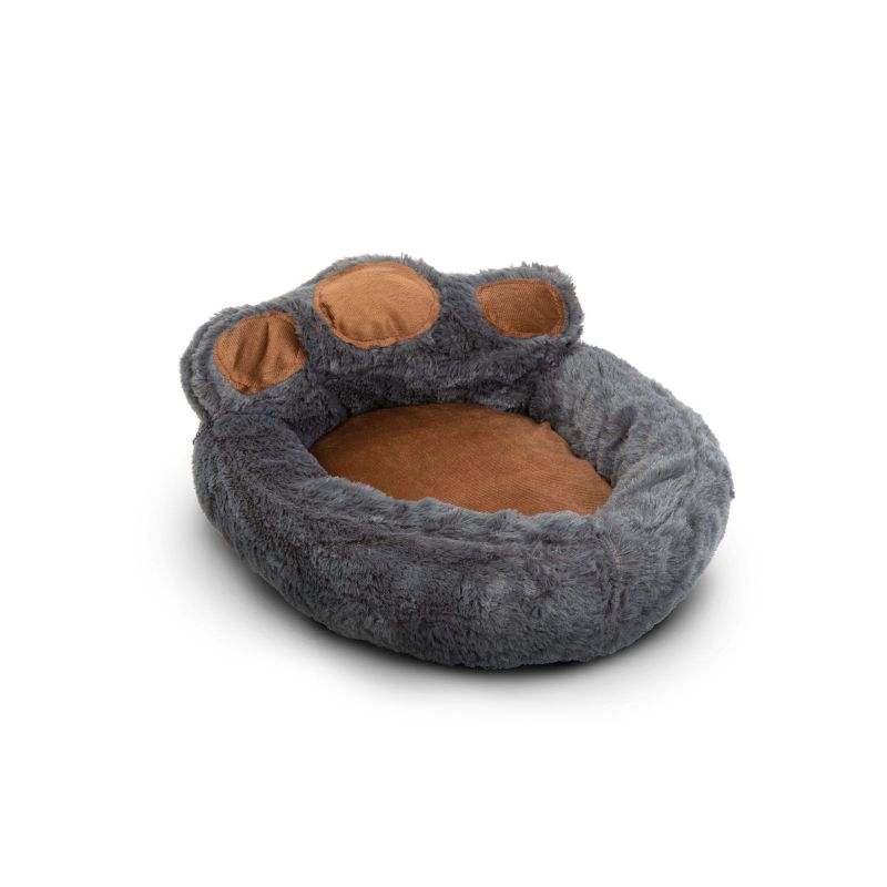 Culcus pentru caini / pisici, model labuta, marime S, gri / maro