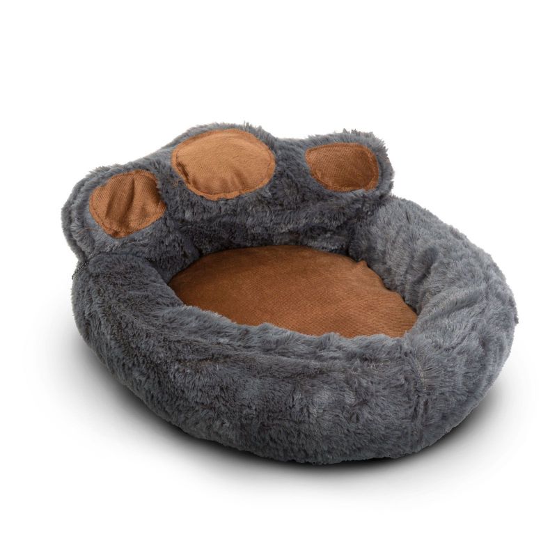 Culcus pentru caini / pisici, model labuta, marime L, Gri / Maro