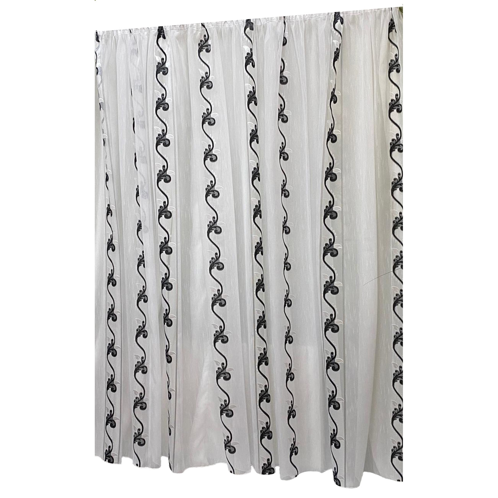 Perdea alba brodata cu ghirlanda de flori neagra 200x245cm, cu rejansa by Liz Line - RD1762