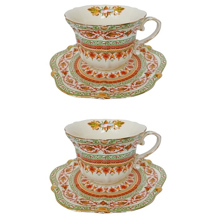 Set 2 cesti & farfurii Diana 180 ml, Portelan, Vintage