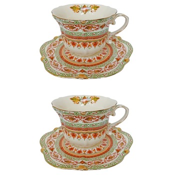 Set 2 cesti & farfurii Diana 180 ml, Portelan, Vintage Set 2 cesti & farfurii Diana 180 ml, Portelan, Vintage