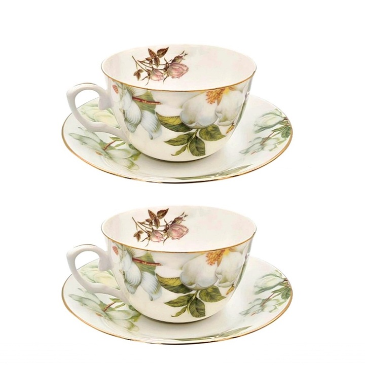 Set 2 cesti & farfurii Lerida 180 ml, Portelan fin