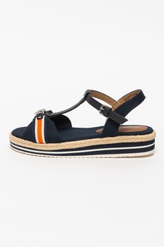 Tom Tailor, Sandale tip espadrile cu bareta in T, Bleumarin/Oranj/Alb Tom Tailor, Sandale tip espadrile cu bareta in T, Bleumarin/Oranj/Alb