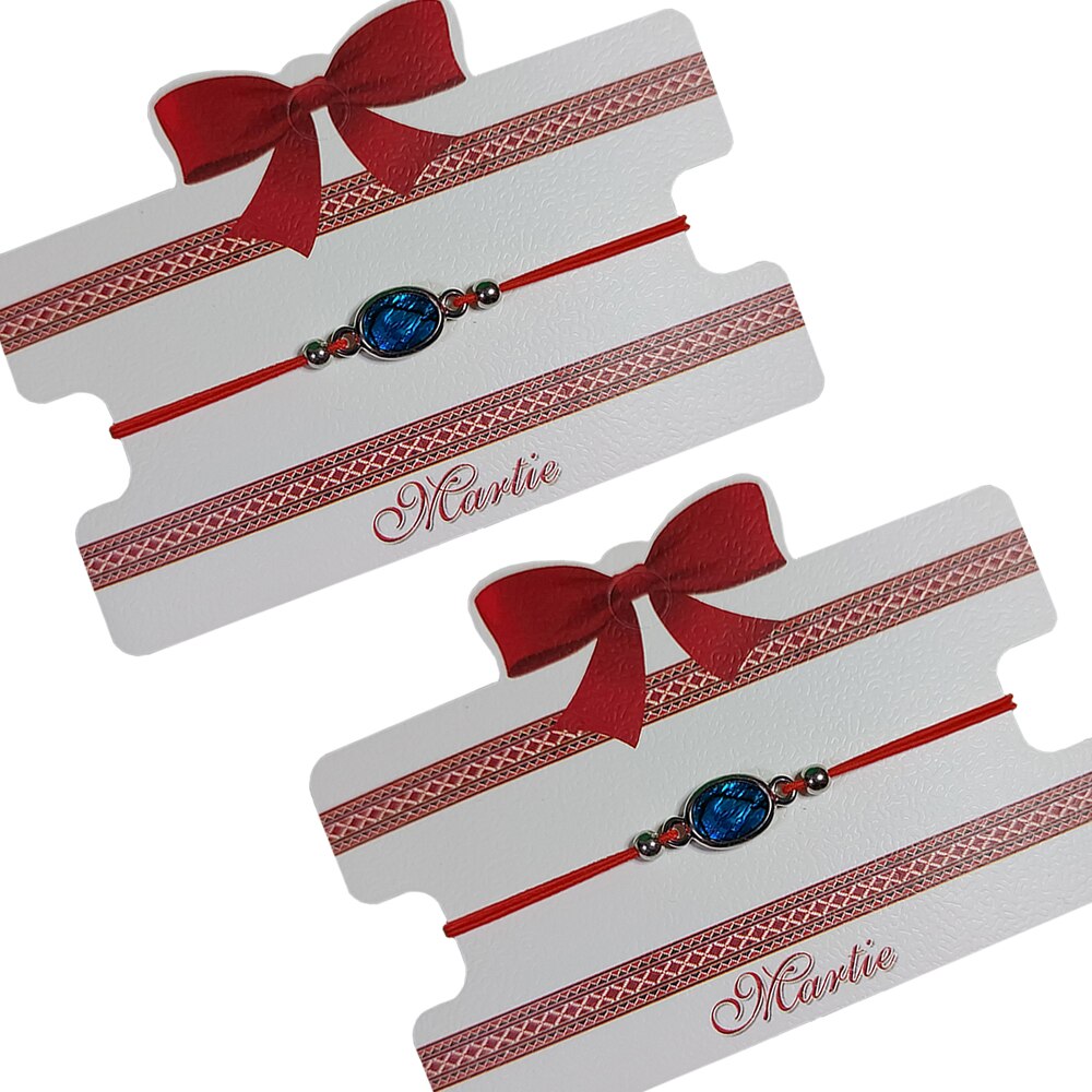 Set 2 Bratari Martisor ArtDeco Oval sidef, realizate din aliaj metalic argintiu placat cu sidef si elastic rosu, reglabile pe noduri 8 - 25 cm