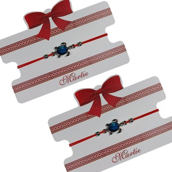 Set 2 Bratari Martisor ArtDeco Broasca testoasa sidef, realizate din aliaj metalic argintiu placat cu sidef si elastic rosu, reglabile pe noduri 8 - 25 cm Set 2 Bratari Martisor ArtDeco Broasca testoasa sidef, realizate din aliaj metalic argintiu placat cu sidef si elastic rosu, reglabile pe noduri 8 - 25 cm
