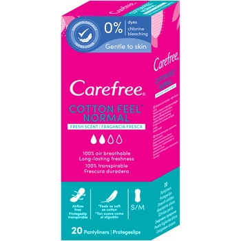 Absorbante zilnice Carefree Panty Liners Cotton, 20 buc Absorbante zilnice Carefree Panty Liners Cotton, 20 buc