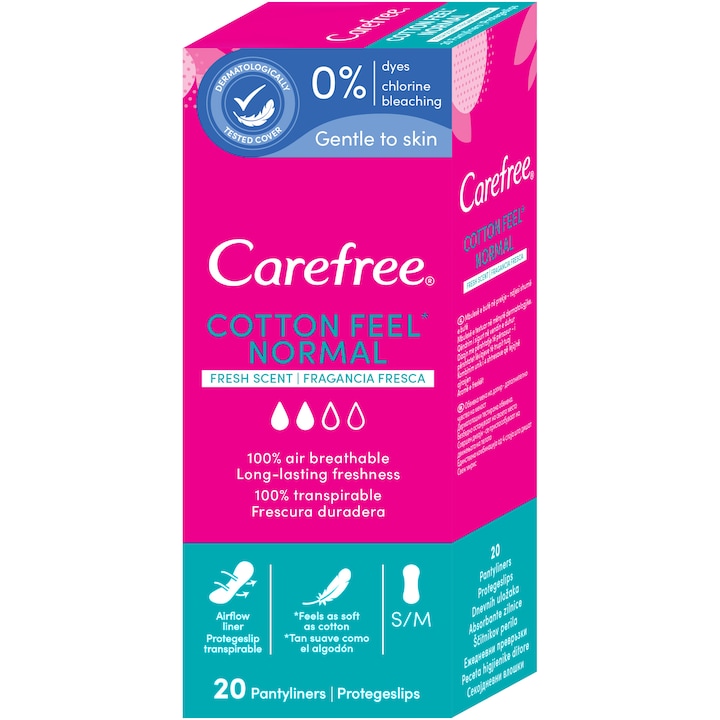 Absorbante zilnice Carefree Panty Liners Cotton, 20 buc