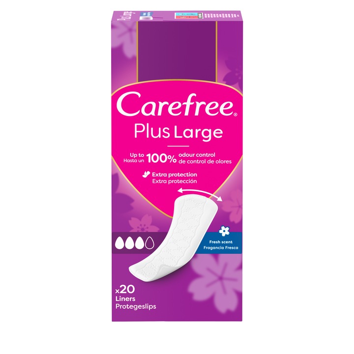 Absorbante zilnice Carefree Panty Liners Plus Large, 20 bucati