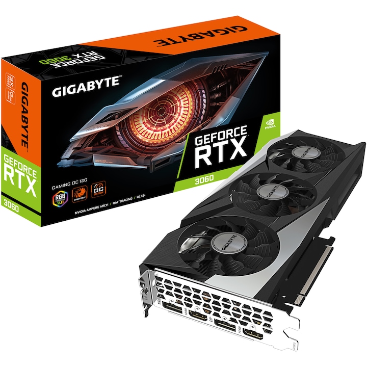 Видео карта GIGABYTE GeForce® RTX™ 3060 GAMING OC, 12GB GDDR6, 192-bit