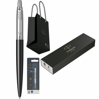 Set Parker Pix Jotter Royal Bond Street Black CT personalizat prin gravura laser cu rezerva mina pix Quink Flow Albastru M/ F in cutie si punga Set Parker Pix Jotter Royal Bond Street Black CT personalizat prin gravura laser cu rezerva mina pix Quink Flow Albastru M/ F in cutie si punga