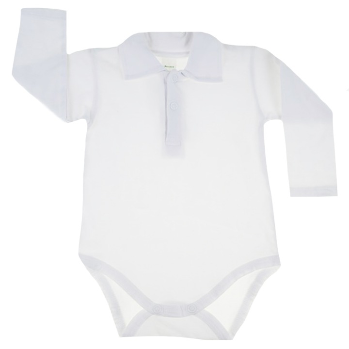Body cu maneca lunga pentru baieti Malgosia MGS3A, Alb, 80 cm
