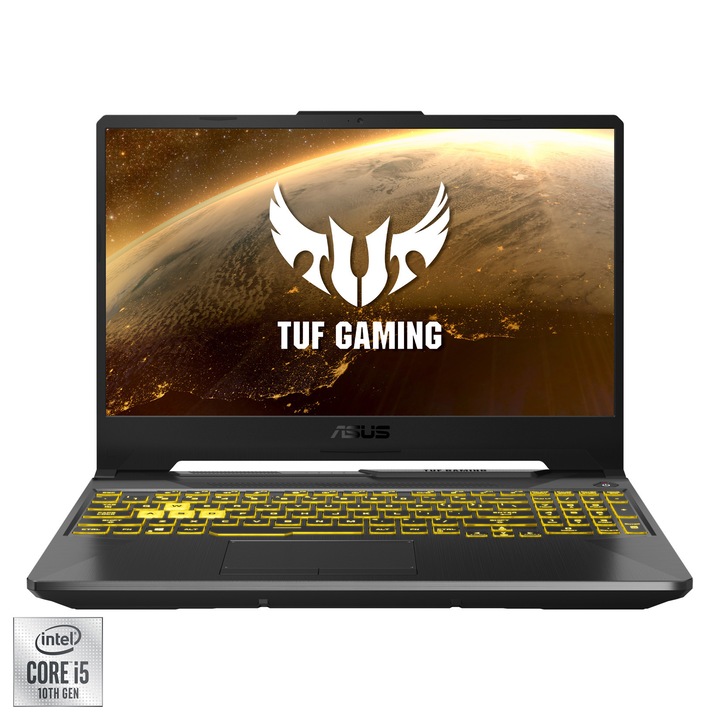 Лаптоп Gaming ASUS TUF F15 FX506LH, Intel® Core™ i5-10300H, 15.6", Full HD, 144Hz, RAM 8GB, 512GB SSD, NVIDIA® GeForce® GTX™ 1650 4GB, Free DOS, Fortress Gray