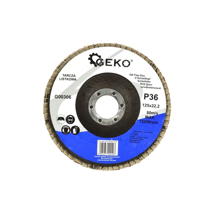 Lamellás tárcsa 125 mm-es köszörüléshez P36, Geko G00306