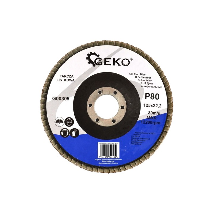 Lamellás tárcsa 125 mm-es P80, Geko G00305 csiszolásához