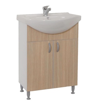 Set baza mobilier + lavoar ceramic Badenmob Seria 001, 50x81x42 cm, Fag Set baza mobilier + lavoar ceramic Badenmob Seria 001, 50x81x42 cm, Fag