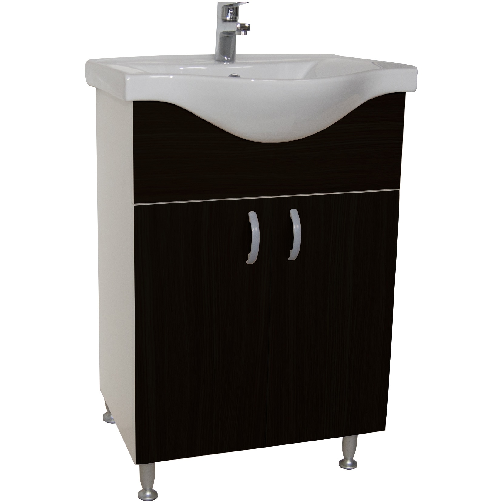 Set baza mobilier + lavoar ceramic Badenmob Seria 001, 60x81x45 cm, Wenge