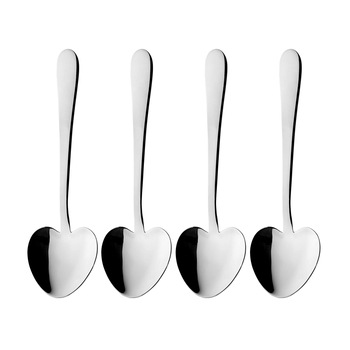 Set 4 linguri pentru desert, forma inima  Set 4 linguri pentru desert, forma inima