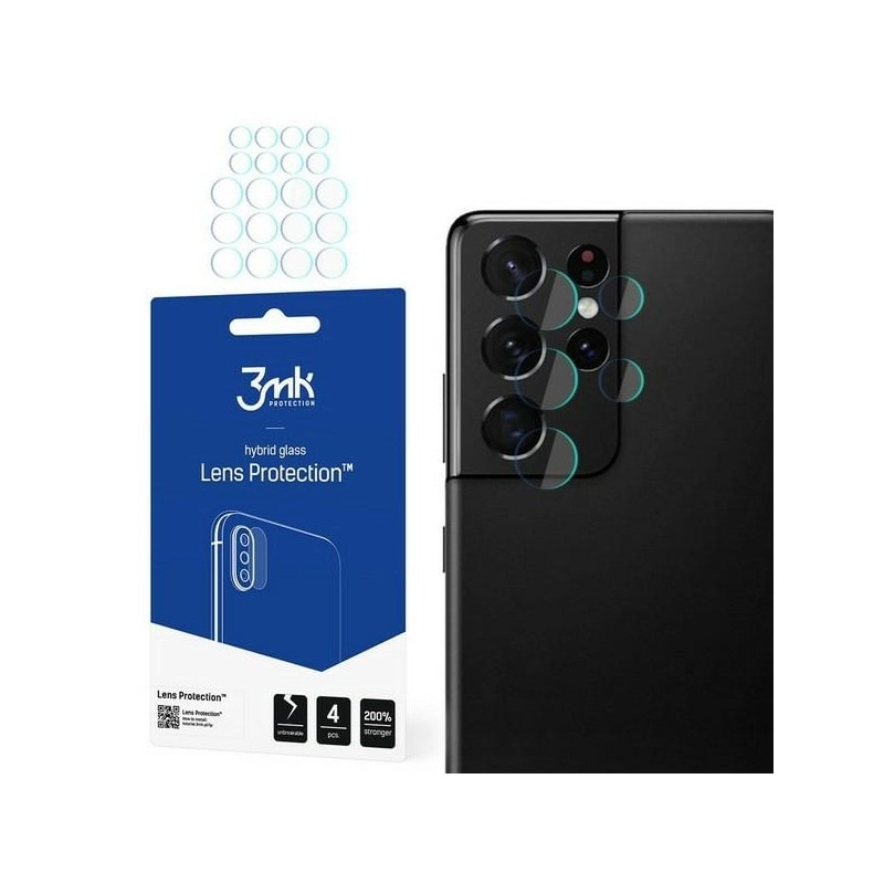 Set 4 X Folie Sticla Nano Glass 3mk Pentru Camera Samsung Galaxy S21 Ultra, Transparenta