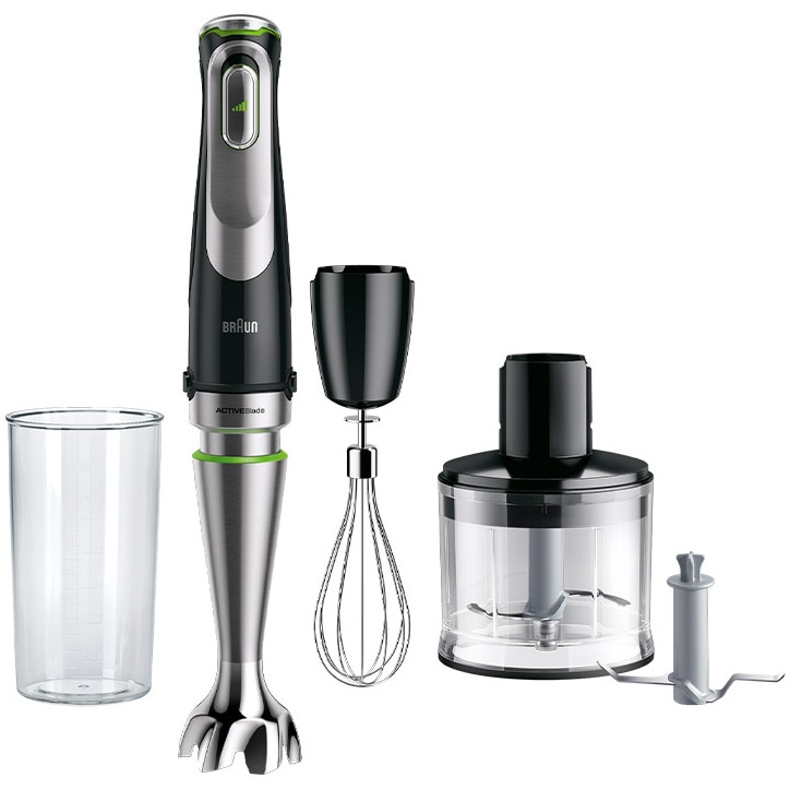 Mixer vertical Braun MQ9135XI, 1200 W, viteza variabila SmartSpeed, Tocator 500ml, Pahar gradat 600 ml, Tel, Negru