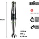 Mixer vertical Braun MQ9187XLI, 1200 W, viteza variabila SmartSpeed, Procesor alimente 2l, Tocator 500 ml, Accesoriu framantare, Accesorii feliere, Tel, Pahar gradat 600 ml, Negru