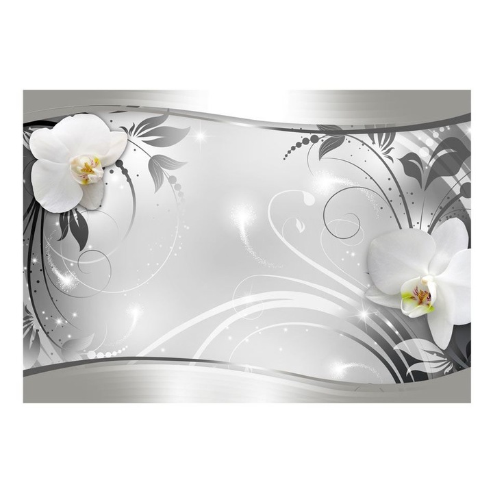 Fotótapéta Artgeist, Decorative Orhidee Glow Argint, 100 x 70 cm