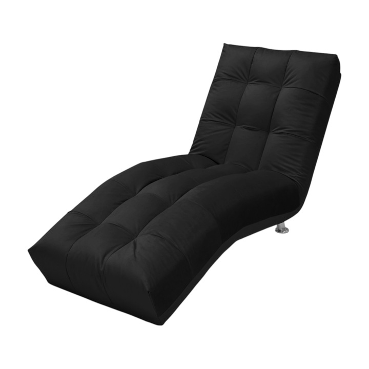 Fotoliu/Sezlong Cotta Bella, 68x164 cm, stofa Velvet, culoare Negru