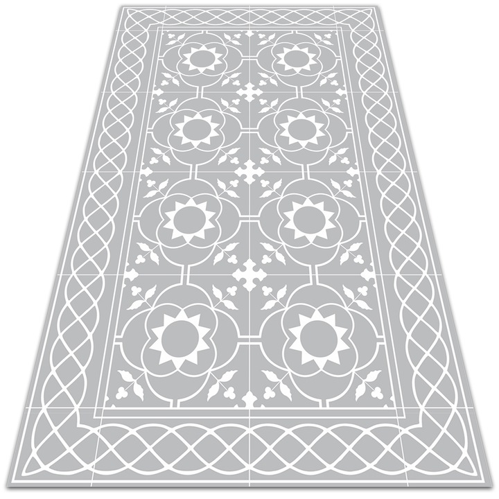 Covor de vinil pentru terasa, PVC, Gri/Alb, 60x90cm