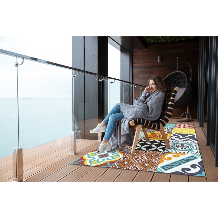 Covor de vinil pentru terasa, PVC, model amestec de culoare, 80x120cm