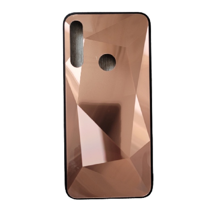 Husa telefon cu textura diamant 3D compatibila cu Huawei P Smart 2019, Maro
