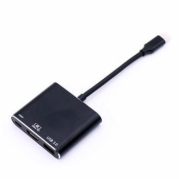 Adaptor Type C la HDMI 4K, USB 3.0 si Type C mama, Techone® TCHD, incarcare si transfer de date, cablu 9cm, negru Adaptor Type C la HDMI 4K, USB 3.0 si Type C mama, Techone® TCHD, incarcare si transfer de date, cablu 9cm, negru