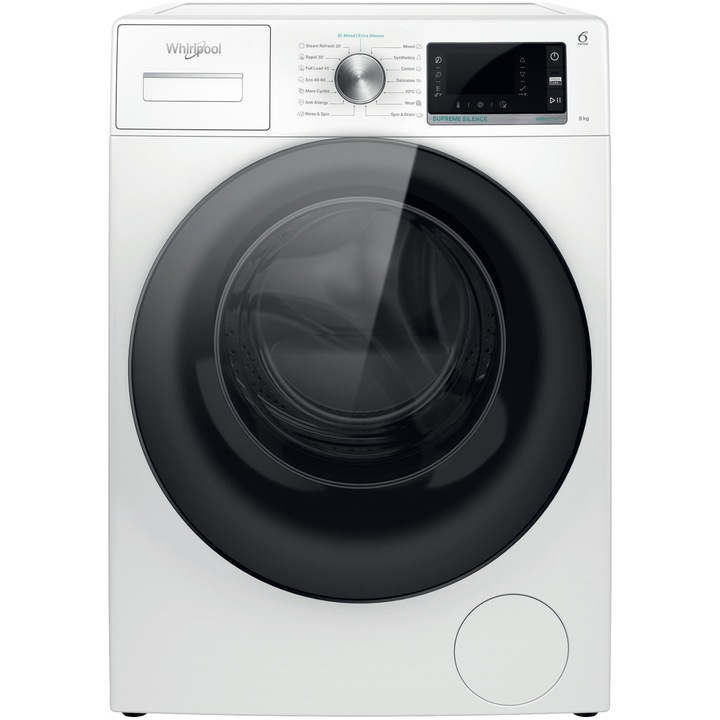 Whirlpool W7X W845WB EE Elöltöltős mosógép, 8kg, 1400 ford/perc, 6. Érzék technológia, B energiaosztály, fehér