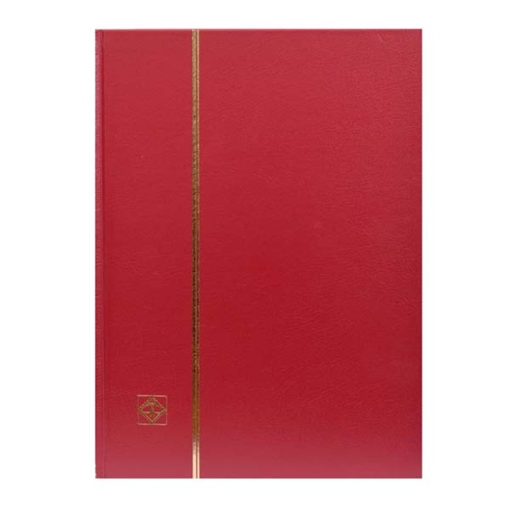 Clasor timbre Leuchtturm -coperta tare rosie BASIC 32 file/64 pagini negre, banda PVC-330026