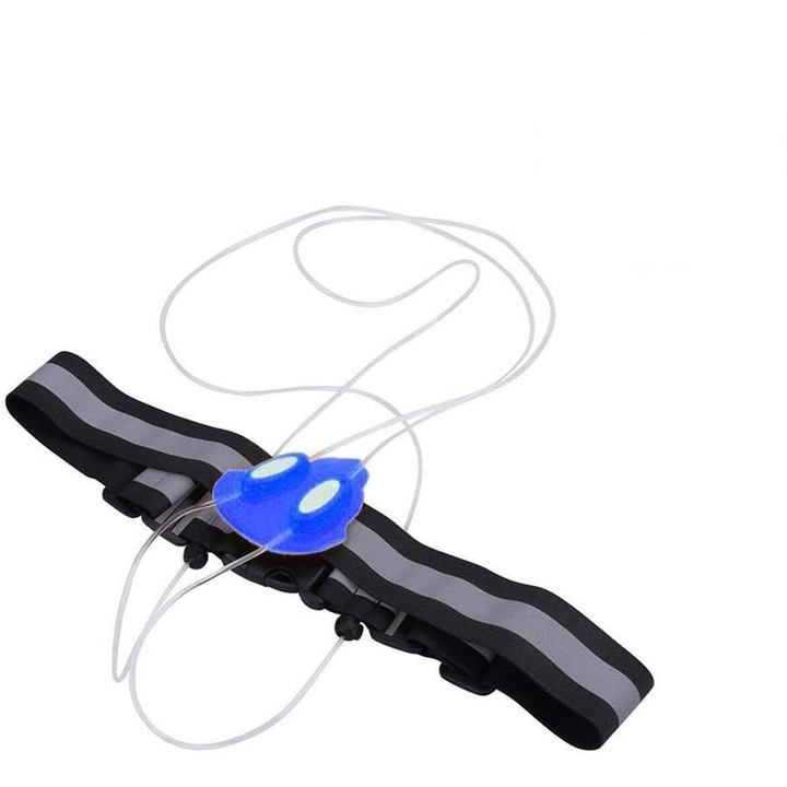 Vesta de siguranta cu LED, reflectorizanta, pentru alergat, mers pe bicicleta sau alte activitati pe timp de noapte, protectie impotriva accidentelor, dimensiune universala- ALBASTRU