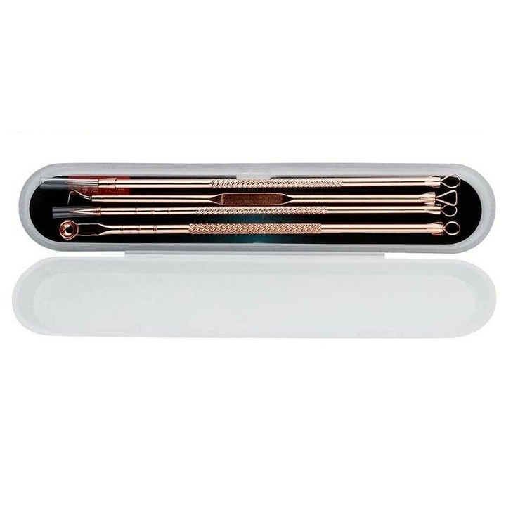 4 db professzionális csipesz készlet mitesszer eltávolításhoz, Rosegold, 8301
